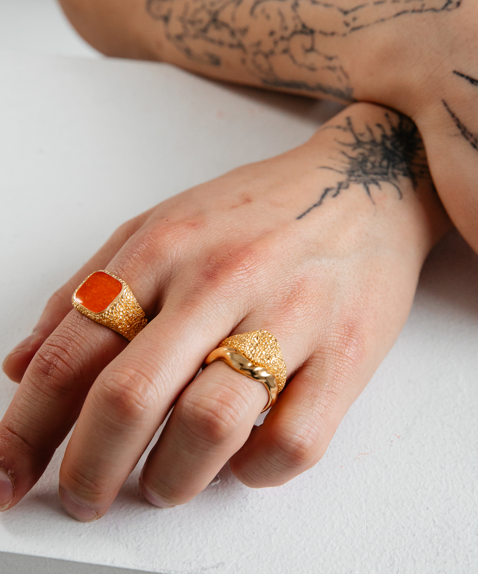 IX Crunchy Cushion Amber Enamel Ring