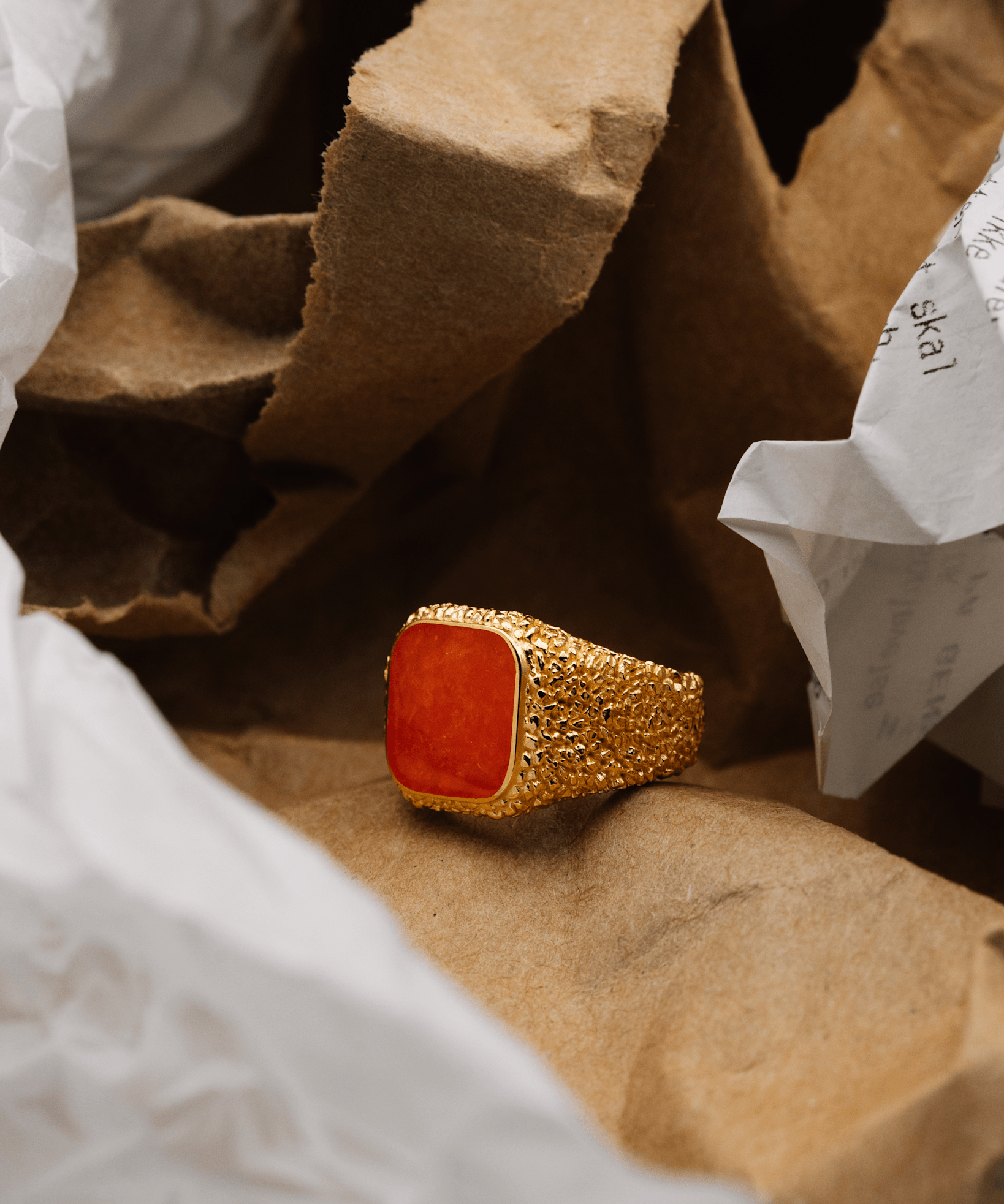IX Crunchy Cushion Amber Enamel Ring