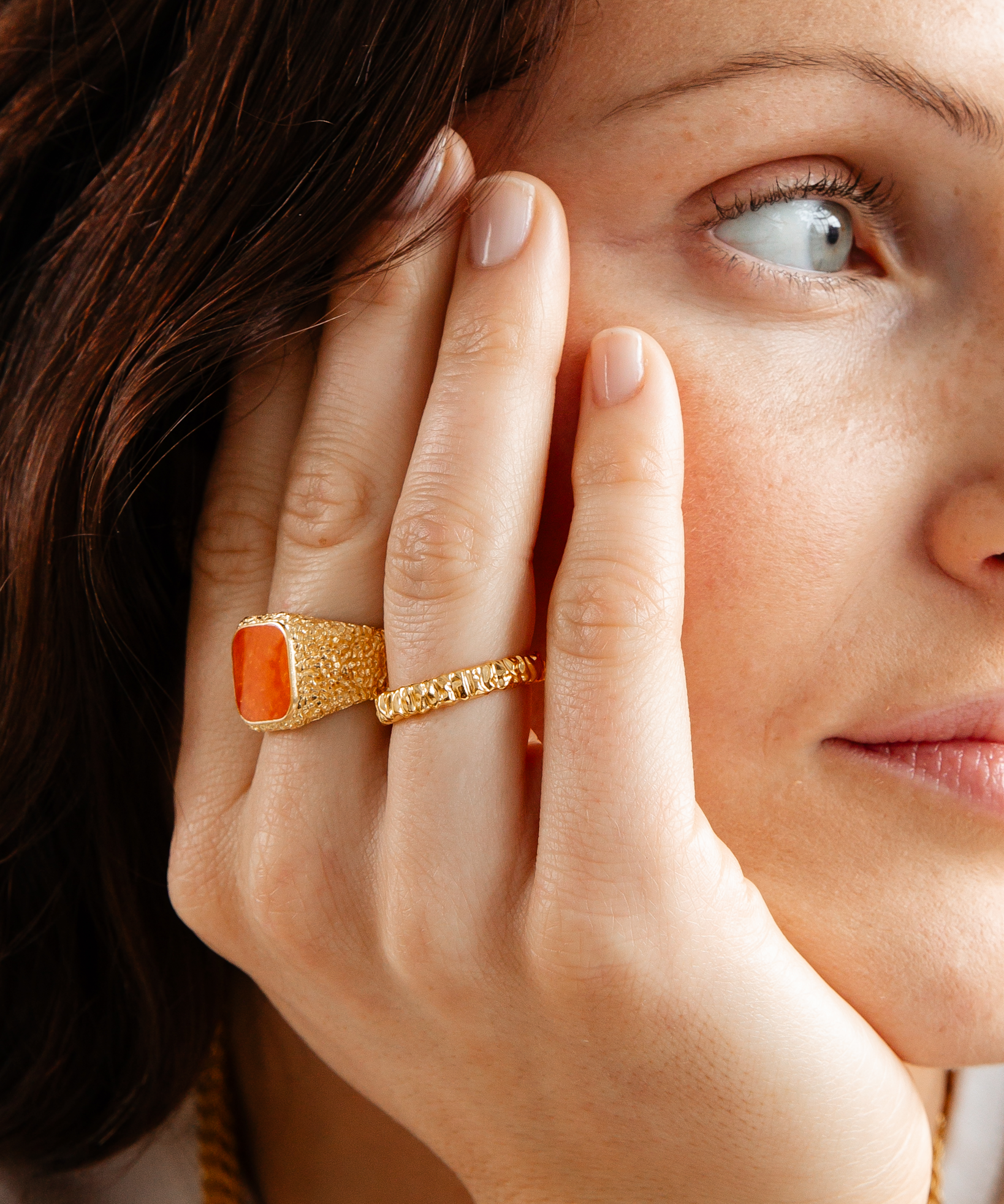 IX Crunchy Cushion Amber Enamel Ring