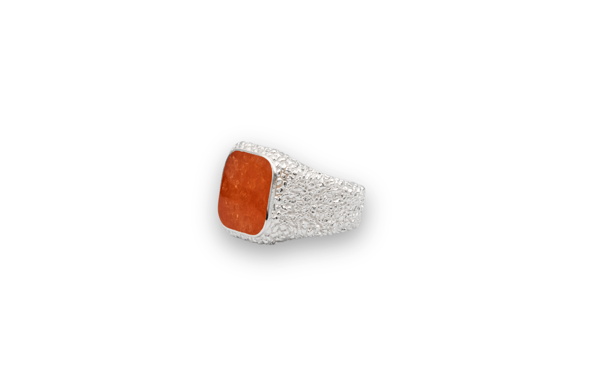 IX Crunchy Cushion Amber Enamel Ring Silver