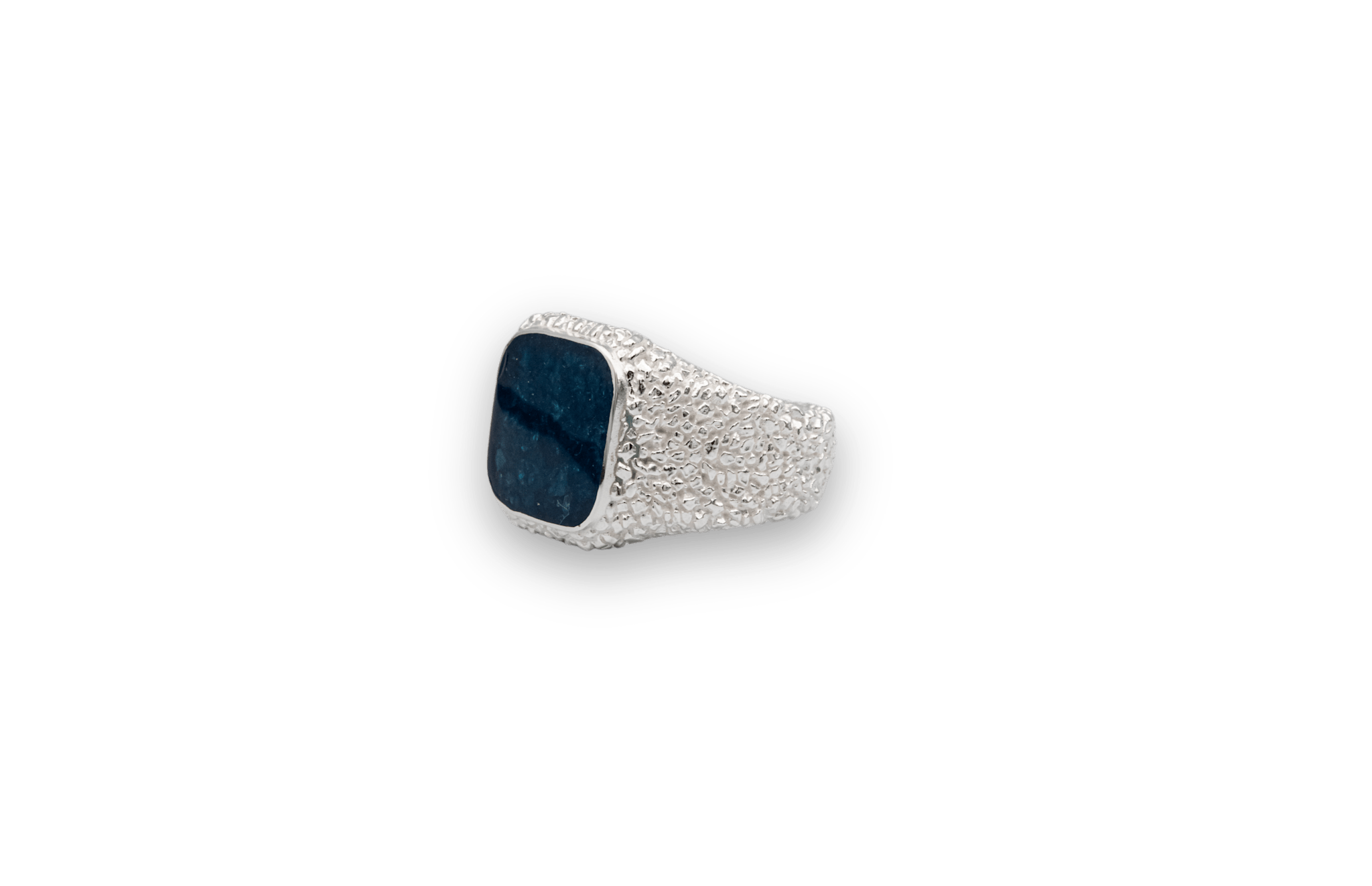 IX Crunchy Cushion Blue Enamel Ring Silver