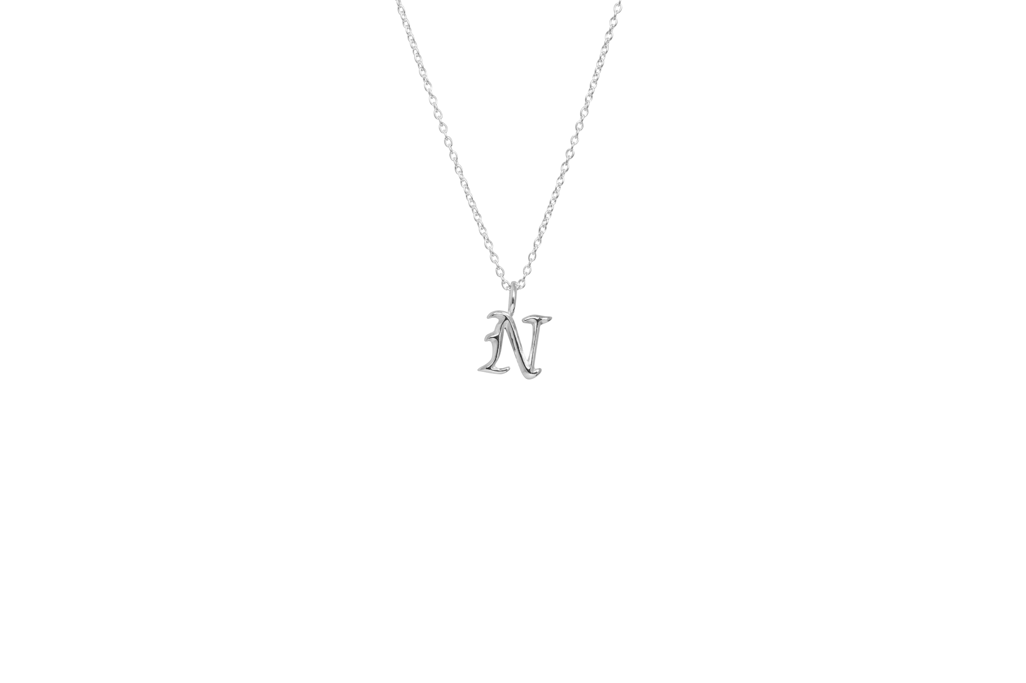 IX N Letter Charm Silver