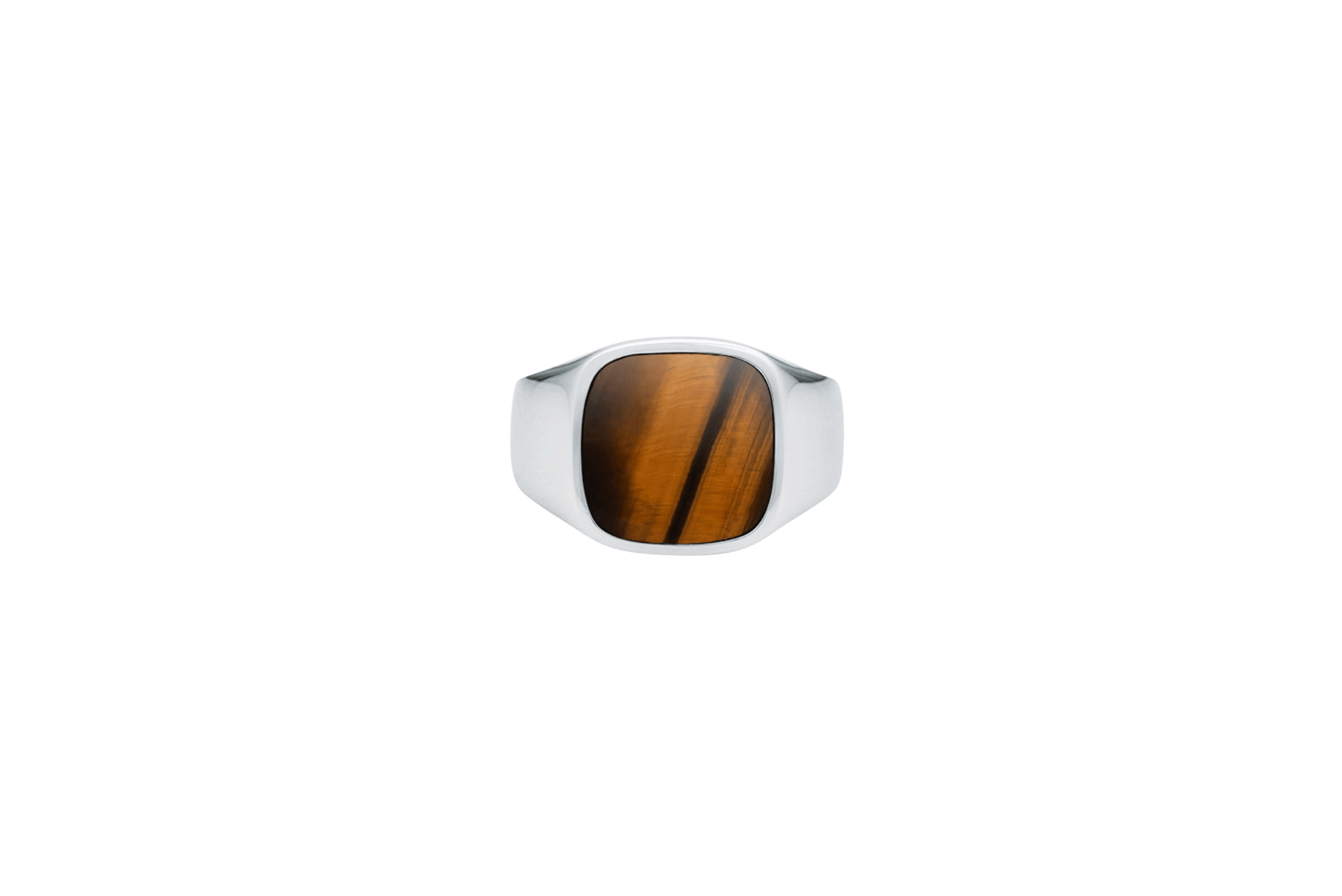 IX Cushion Signet Ring Tiger Eye Silver