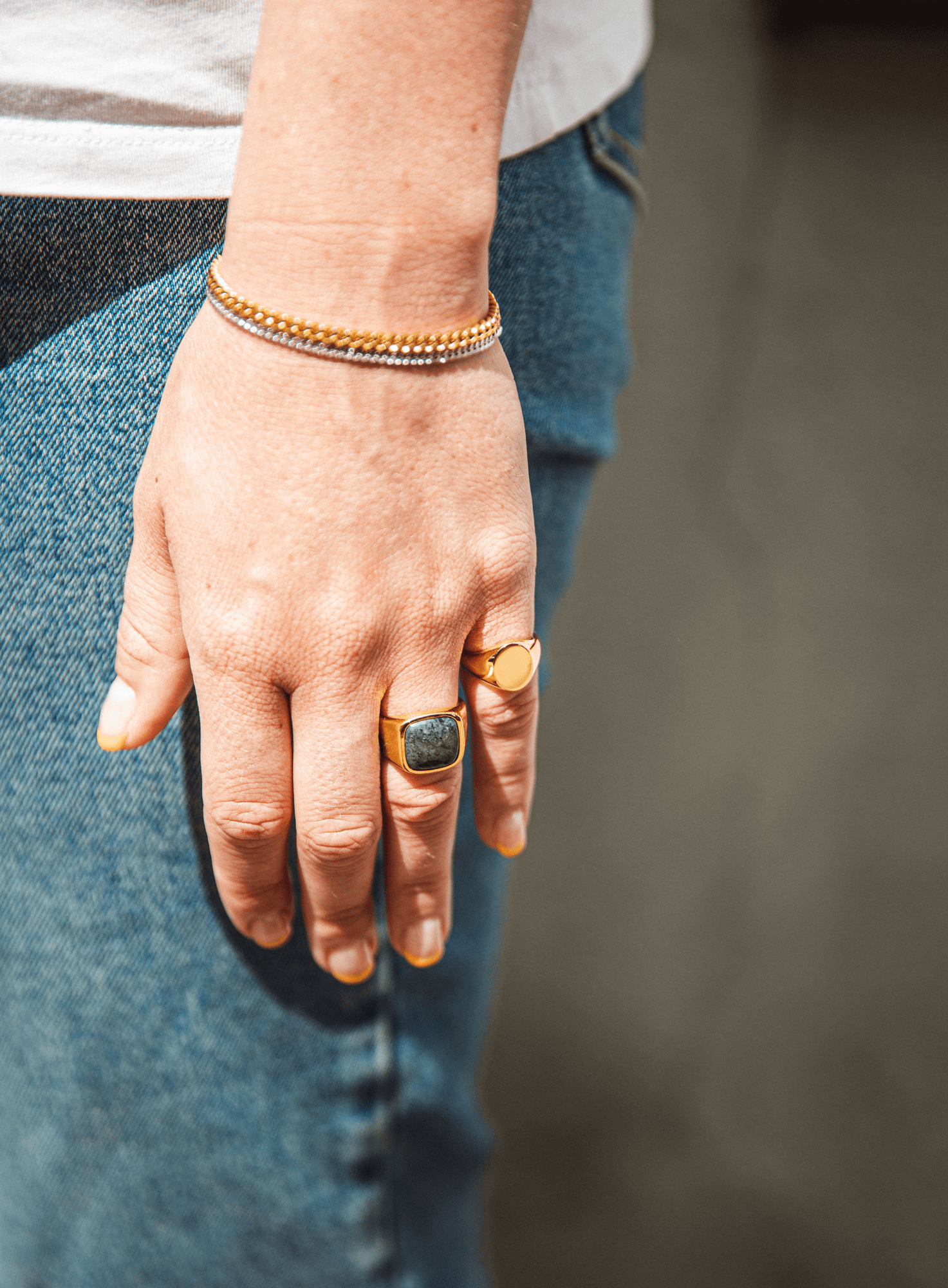 IX Cushion Signet Ring Green Marble IX STUDIOS INT