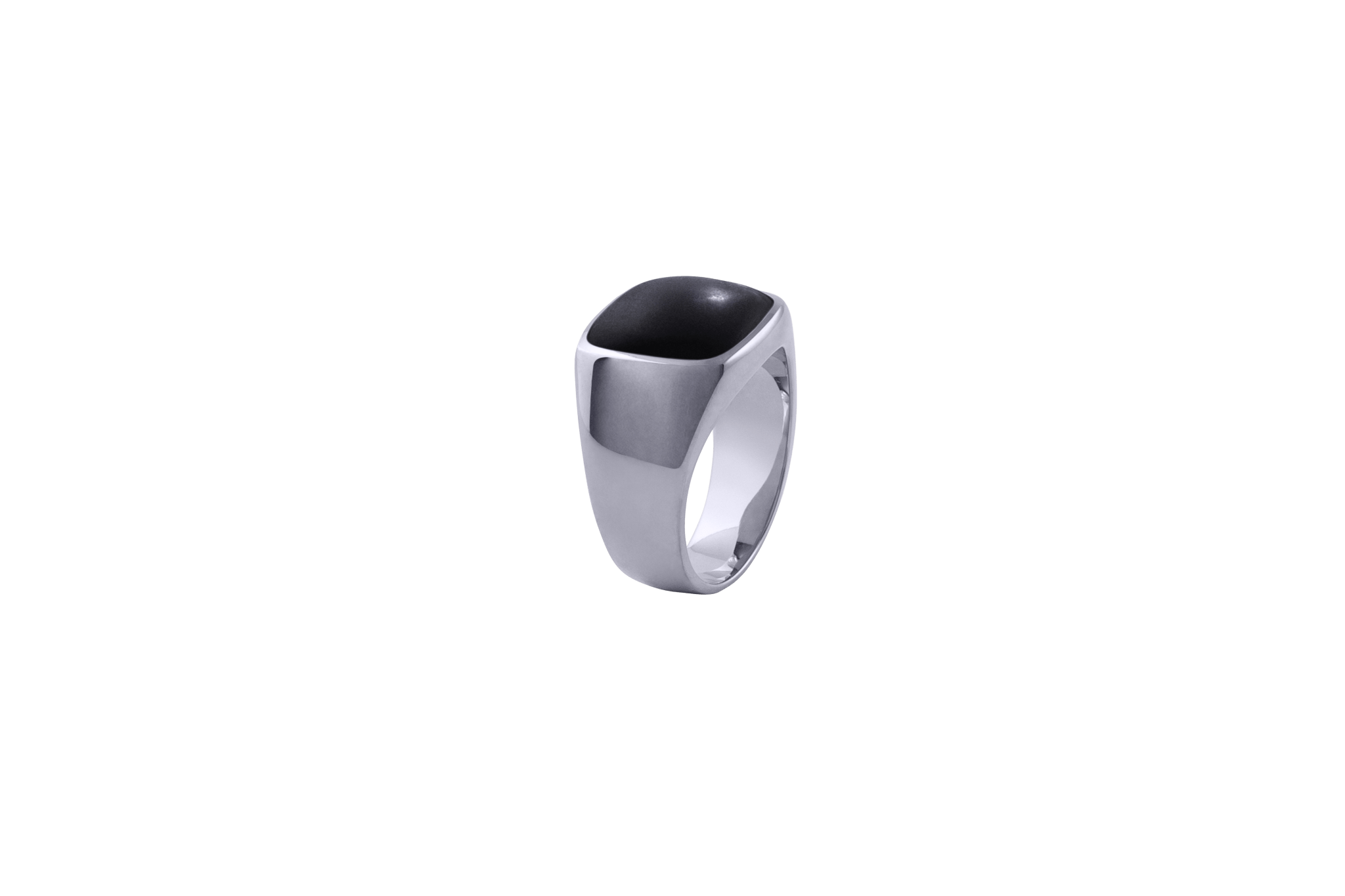 IX Cushion Signet Ring Black Onyx Silver