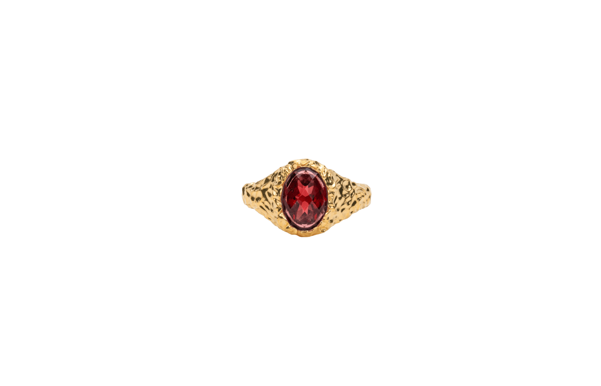 IX Crunchy Ornate Garnet Signet Ring