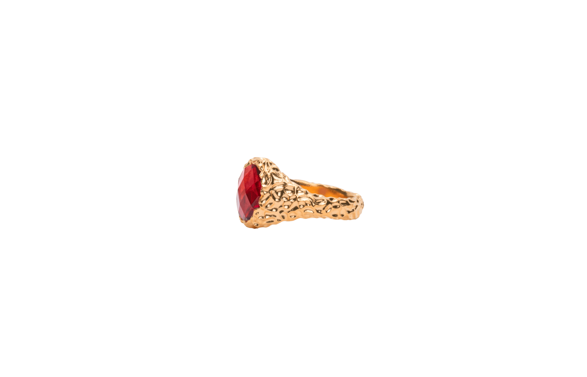 IX Crunchy Ornate Garnet Signet Ring