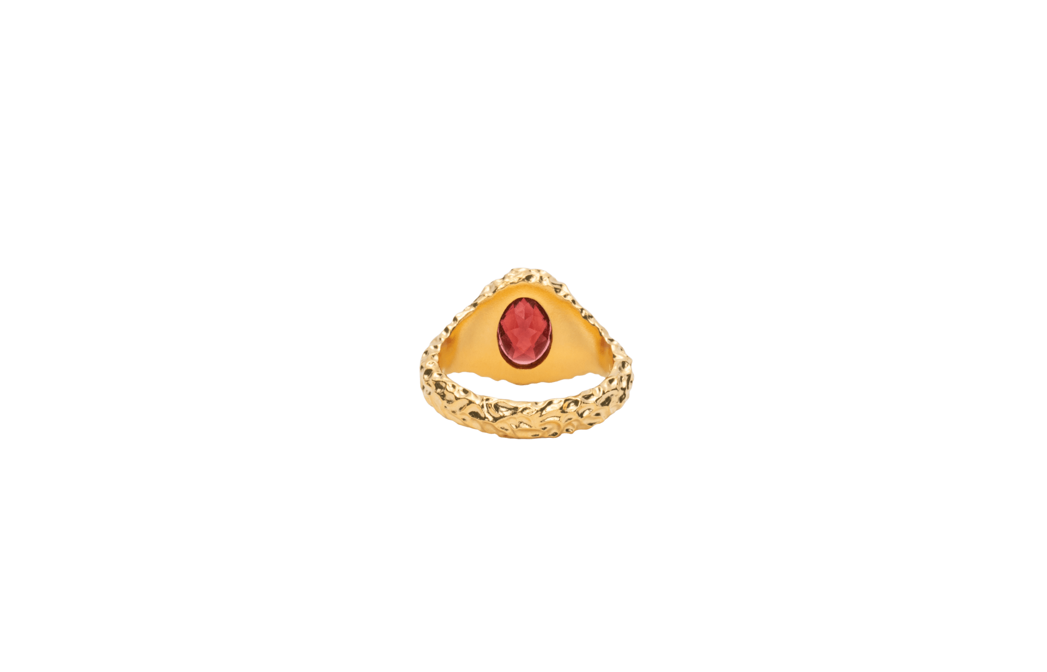 IX Crunchy Ornate Garnet Signet Ring