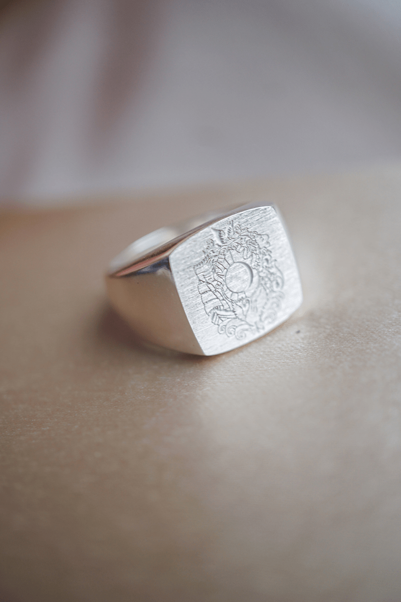 IX Family Crest Signet Ring Silver