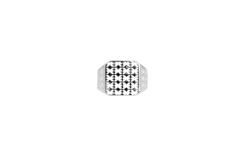 IX Octagon Logo Signet Ring Silver