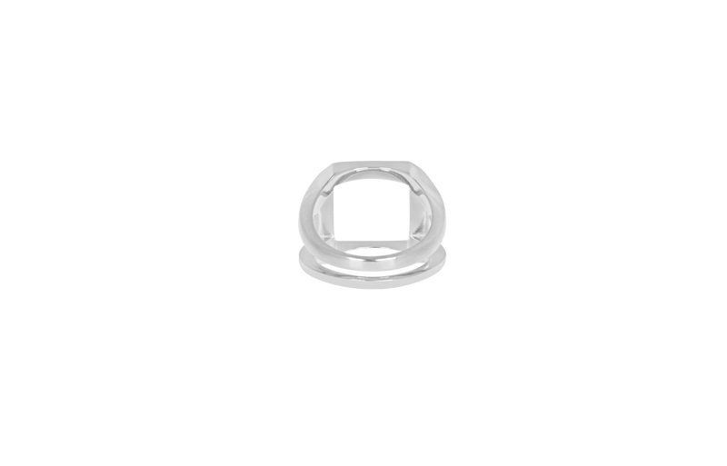 IX Octagon Simple Signet Ring Silver