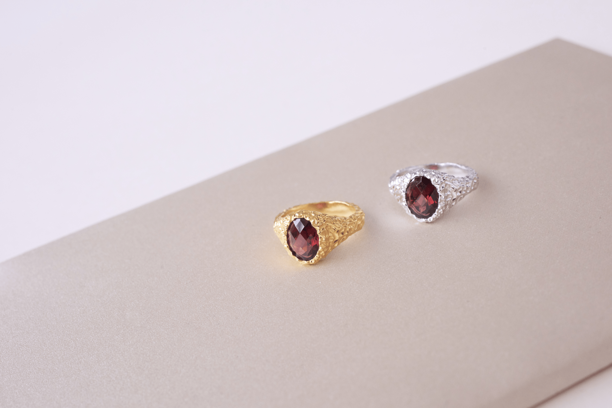 IX Crunchy Ornate Garnet Signet Ring