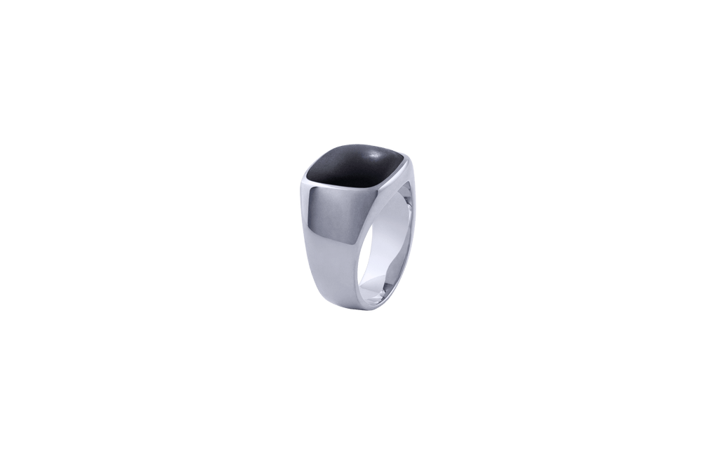IX Cushion Signet Ring Black Onyx Silver